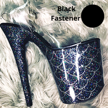 Load image into Gallery viewer, Clear Pleaser Style Open Toe Glitter Shoe Protectors -Black Fastener