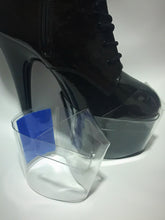 Load image into Gallery viewer, Clear Pleaser Style Shoe Protectors -Blue Fastener