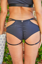 Load image into Gallery viewer, Zasha Elle High Waist Garter Shorts in Black