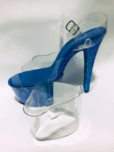 Load image into Gallery viewer, Clear Pleaser Style Open Toe Glitter Shoe Protectors -White Fastener