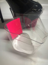 Load image into Gallery viewer, Clear Pleaser Style Shoe Protectors -Neon Pink Fastener