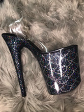 Load image into Gallery viewer, Pleaser Style Open Toe Clear Glitter Shoe Protectors -Purple Fastener