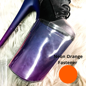Clear Invisible Pleaser Style Shoe Protectors -Neon Orange Fastener