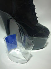 Load image into Gallery viewer, Clear Pleaser Style Shoe Protectors -Blue Fastener
