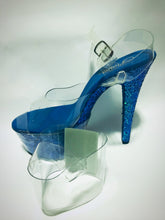Load image into Gallery viewer, Clear Pleaser Style Open Toe Glitter Shoe Protectors -Grey Fastener

