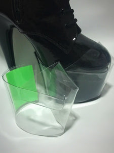 Clear Pleaser Style Shoe Protectors -Neon Green Fastener
