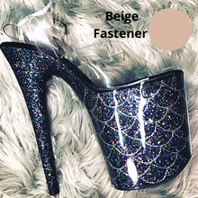 Load image into Gallery viewer, Clear Pleaser Style Open Toe Glitter Shoe Protectors -Beige Fastener
