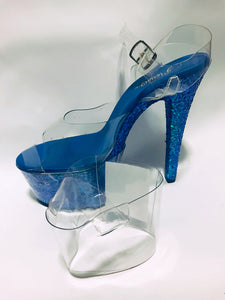 Clear Pleaser Style Open Toe Glitter Shoe Protectors -White Fastener