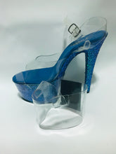 Load image into Gallery viewer, Clear Pleaser Style Open Toe Glitter Shoe Protectors -Black Fastener
