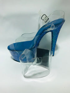 Clear Pleaser Style Open Toe Glitter Shoe Protectors -Black Fastener