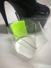 Load image into Gallery viewer, Clear Pleaser Style Shoe Protectors -Neon Yellow Fastener
