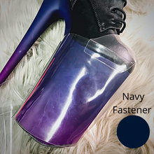 Load image into Gallery viewer, Clear Pleaser Style Shoe Protectors -Navy Fastener
