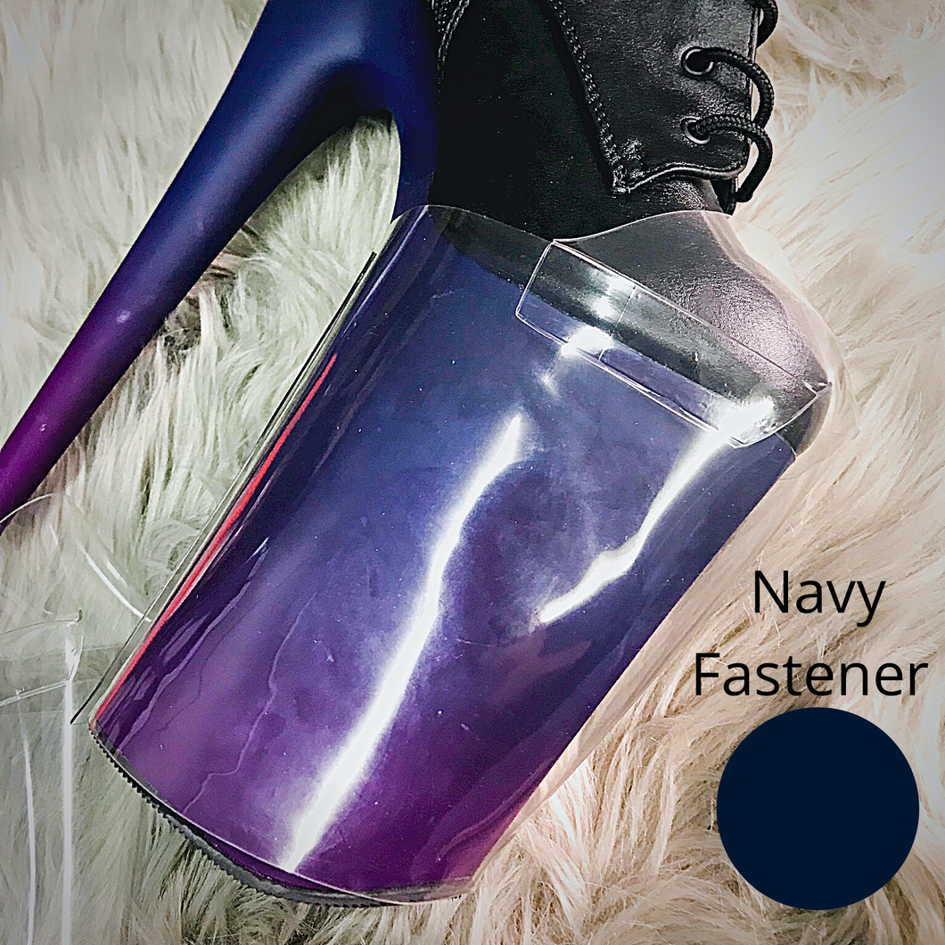 Clear Pleaser Style Shoe Protectors -Navy Fastener
