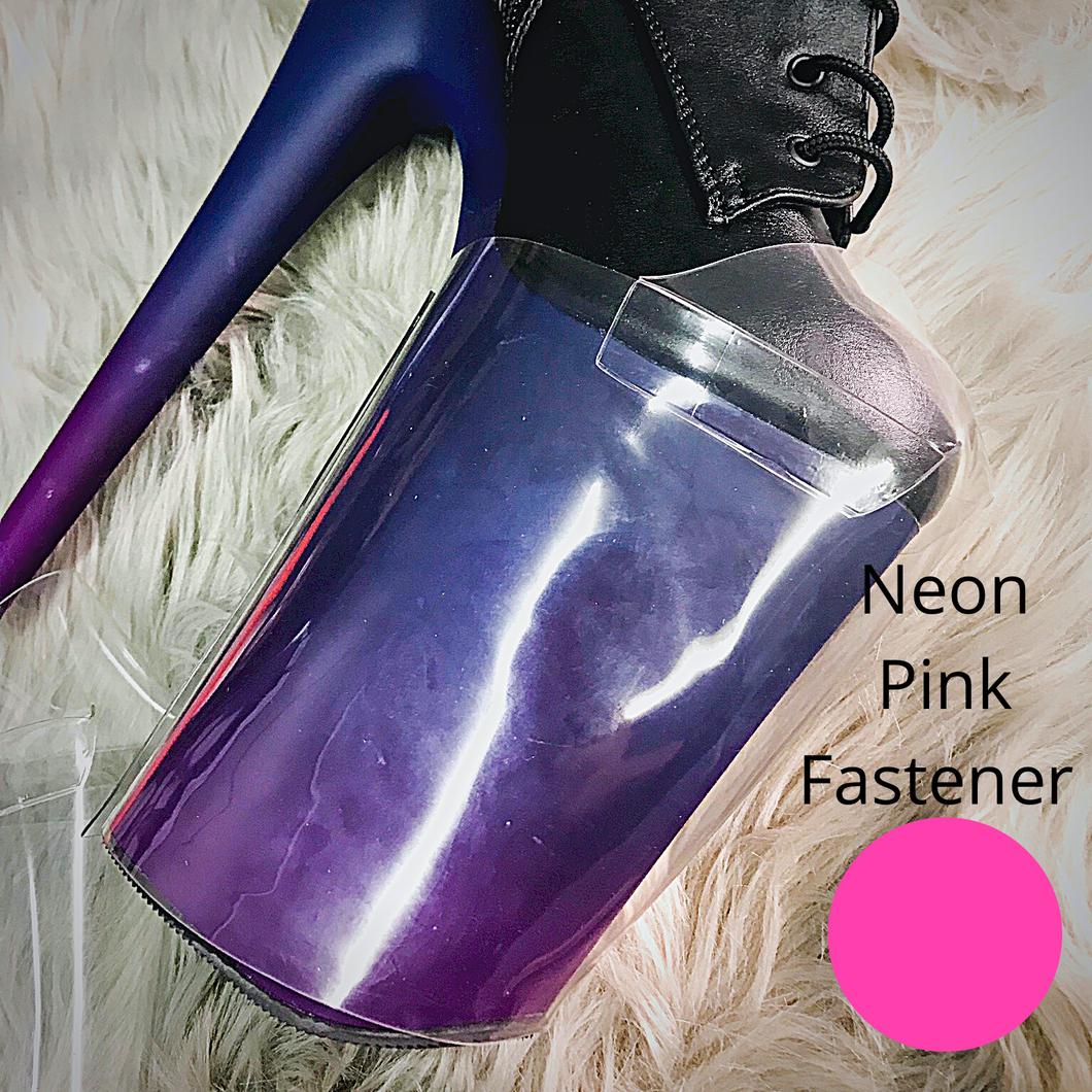 Clear Pleaser Style Shoe Protectors -Neon Pink Fastener