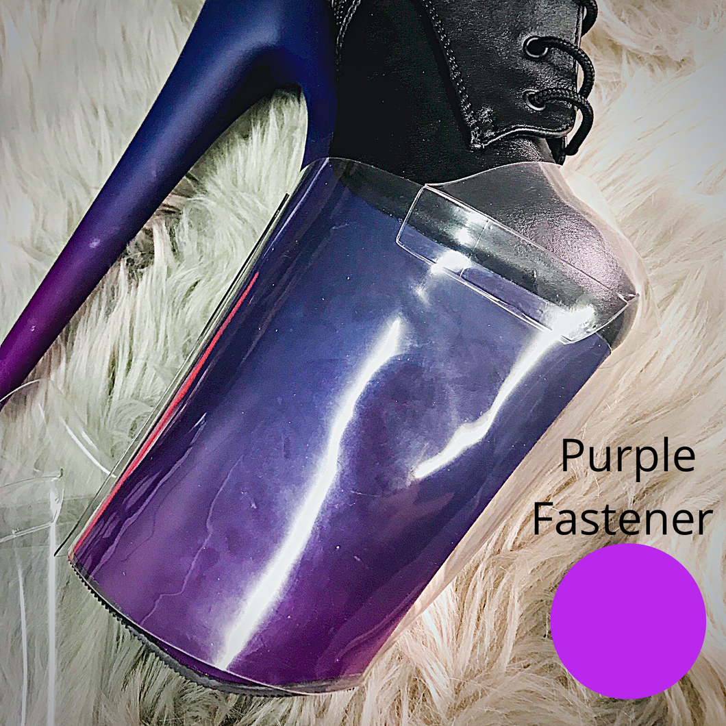 Clear Invisible Pleaser Style Shoe Protectors -Purple Fastener
