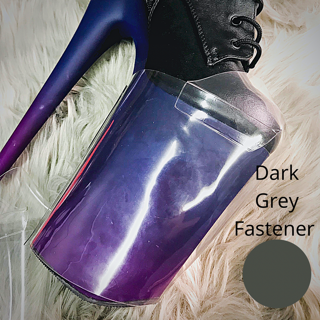 Clear Pleaser Style Shoe Protectors -Dark Grey Fastener